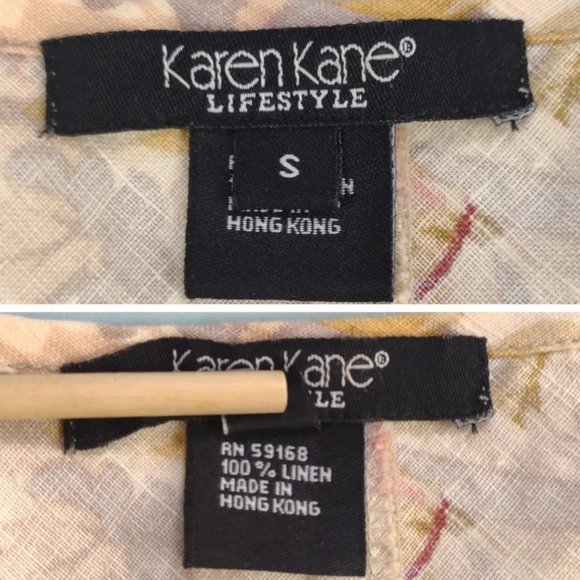 sold-Vintage Karen Kane 100% linen floral cottage boho maxi dress size S - Picture 5 of 6